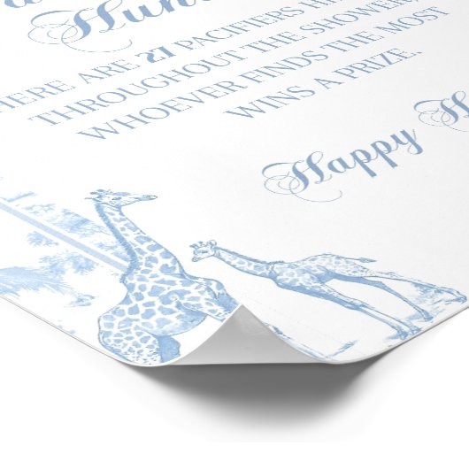 おしゃぶり狩りブルートイレサファリアニマルベビーシャワー ポスター (角)