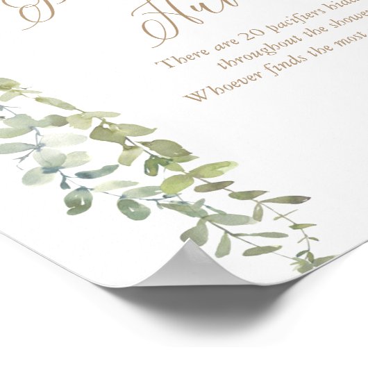 おしゃぶり狩りブルーバルーンボーイベビーシャワーポスター ポスター (角)