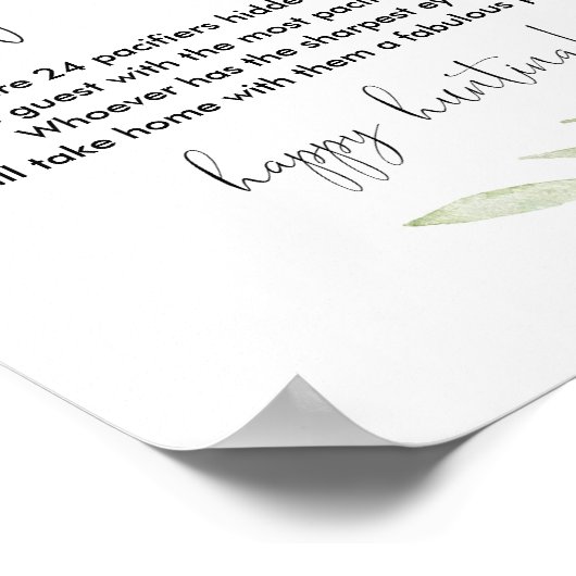 おしゃぶり狩りベビーシャワーゲームサインピンク金ゴールド ポスター (角)