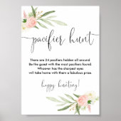 おしゃぶり狩りベビーシャワーゲームサインピンク金ゴールド ポスター (正面)