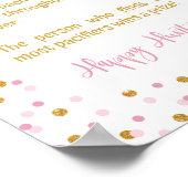 おしゃぶり狩りベビーシャワーゲームサインピンク&金ゴールド ポスター (角)