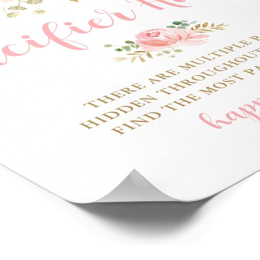 おしゃぶり狩りベビーシャワーゲームサイン ポスター (角)