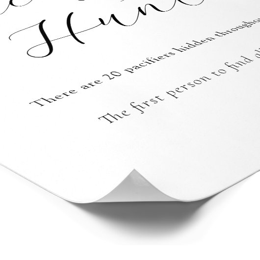 おしゃぶり狩りベビーシャワーゲームサイン ポスター (角)