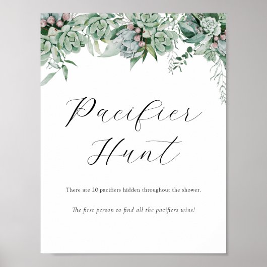 おしゃぶり狩りベビーシャワーゲームサイン ポスター (正面)