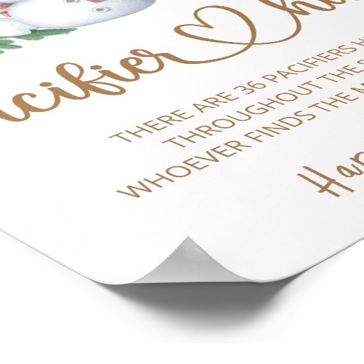 おしゃぶり狩り冬の赤ちゃんシャワーゲームポスター ポスター (角)