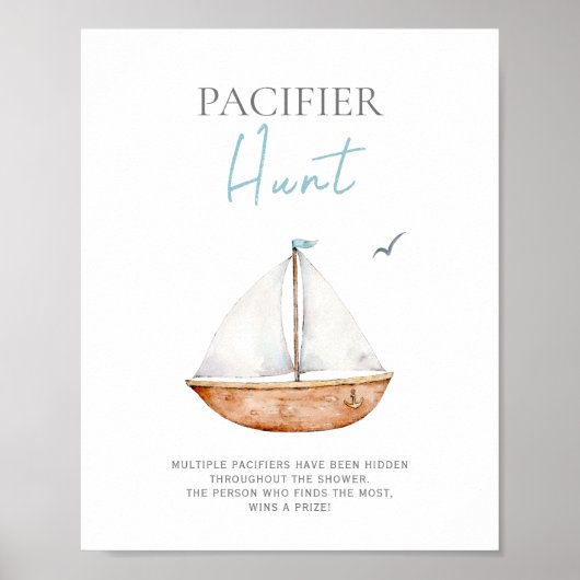おしゃぶり狩り航海の赤ちゃんシャワー記号 ポスター (正面)