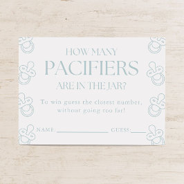 おしゃぶり男の子ベビーシャワーゲームの推測 エンクロージャーカード