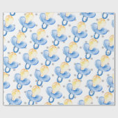 おしゃぶり男の赤ちゃんベビーシャワーブルー子供部屋ギフト ラッピングペーパー (フラット)