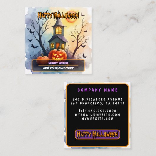 おしゃれかわいいモダンハロウィンコレクション スクエア名刺 (正面/裏面)