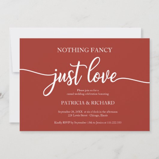 おしゃれすぎず愛に満ちたカジュアルウェディング テラコッタ 招待状 (正面)