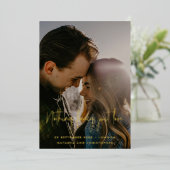 おしゃれすぎず愛を大切に。QRコード付き写真ウェディング・セーブ・ザ・デート 箔招待状 (立ち正面)