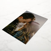 おしゃれすぎず愛を大切に。QRコード付き写真ウェディング・セーブ・ザ・デート 箔招待状 (回転した状態)