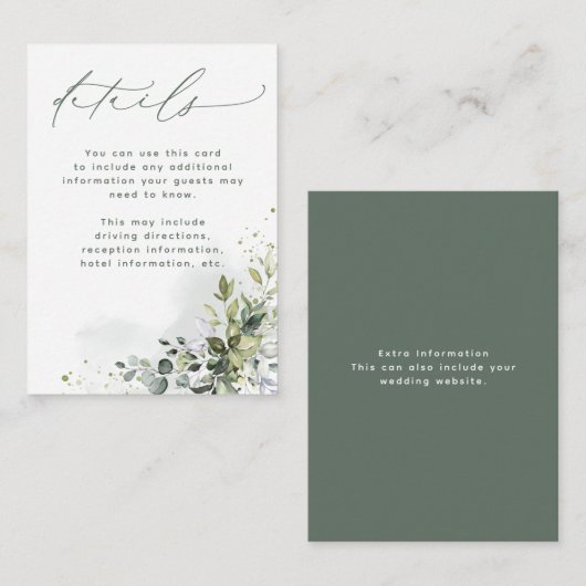 おしゃれすぎず愛を添えて ユーカリグリーンの詳細 エンクロージャーカード (正面/裏面)