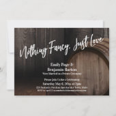 おしゃれすぎず、ただ愛を表現したタイポグラフィーと木樽 招待状 (正面)