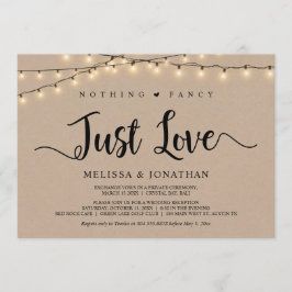 おしゃれすぎず、ただ愛を、ストリングライトでの秘密の結婚式 招待状