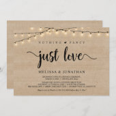 おしゃれすぎず、ただ愛を、ストリングライトのこじんまりとした結婚式 招待状 (正面/裏面)