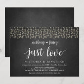 おしゃれすぎず、ただ愛を、ストリングライト、ふたりだけの結婚式 招待状 (正面/裏面)