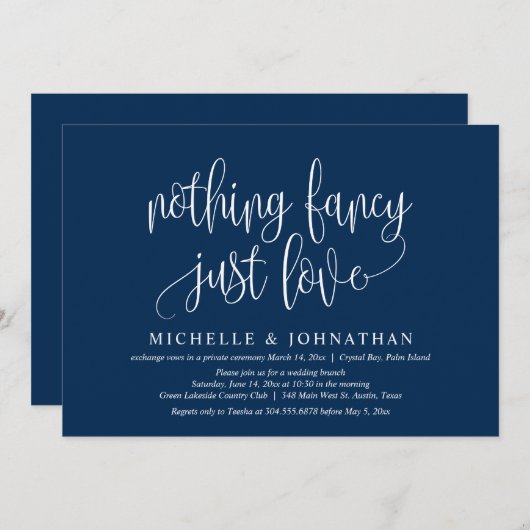 おしゃれすぎず、愛だけを、結婚式の秘密挙式 招待状 (正面/裏面)