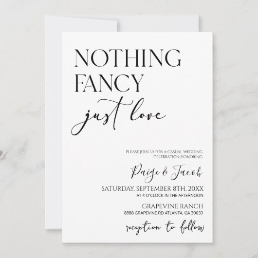 おしゃれすぎないシンプルな愛のミニマルカジュアルウェディング 招待状 (正面)