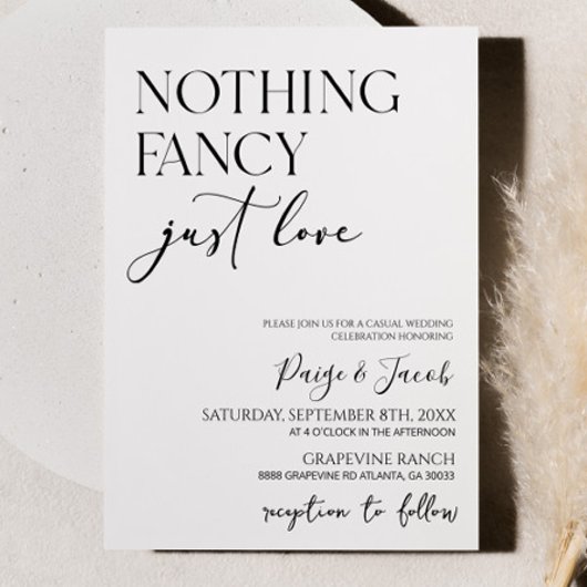 おしゃれすぎないシンプルな愛のミニマルカジュアルウェディング 招待状