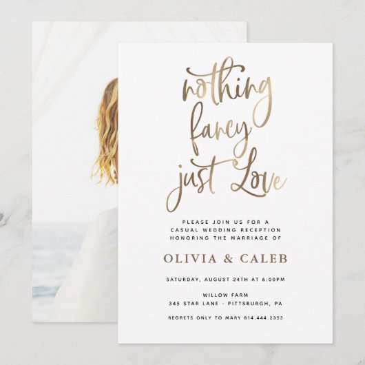 おしゃれすぎない、ただ愛を込めて ウェディングパーティ招待状 招待状 (正面/裏面)