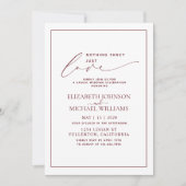 おしゃれすぎない、愛を込めたバーガンディ カジュアルウェディング 招待状 (正面)