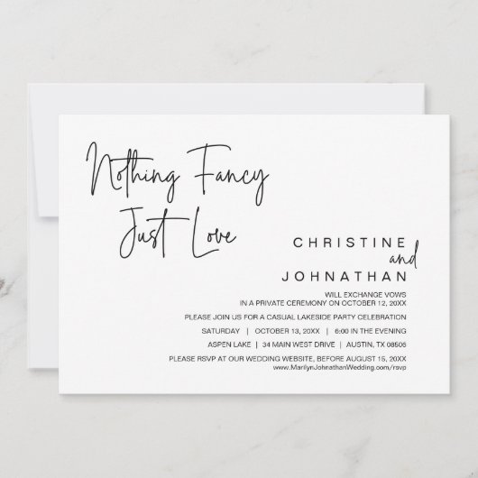 おしゃれだけどシンプルに、愛を祝う　結婚記念パーティ招待状 招待状 (正面)