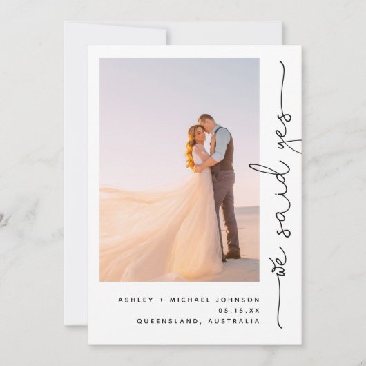 おしゃれだね 私たちはイエス 受付のみ 2枚の写真 招待状 (正面)