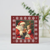 おしゃれでかわいいカラフルなビンテージスタイルのサンタクロース シーズンカード (スタンド正面)