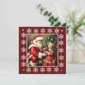 おしゃれでかわいいカラフルなビンテージスタイルのサンタクロース シーズンカード (スタンド正面)