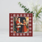 おしゃれでかわいいカラフルなビンテージスタイルのサンタクロース シーズンカード (スタンド正面)