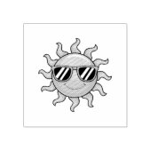 おしゃれでかわいいハッピーイエロー太陽メガネ付き ラバースタンプ (インプリント)