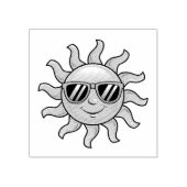 おしゃれでかわいいハッピーイエロー太陽 サングラス付き ラバースタンプ (インプリント)