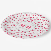 おしゃれでかわいいモノグラム 遊び心のあるシンプルなハート ペーパープレート (アングル)