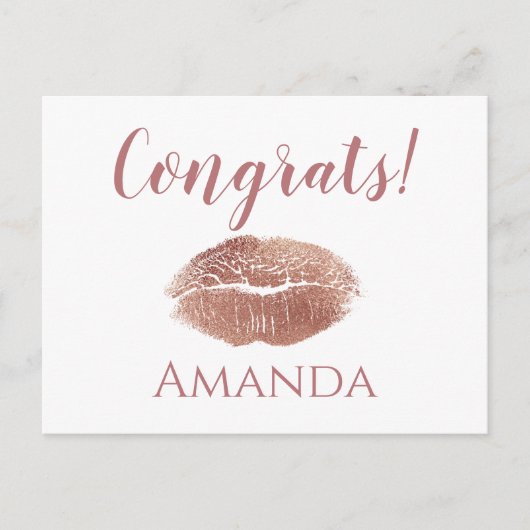 おしゃれでかわいい口紅のプリントでお祝い ポストカード (正面)