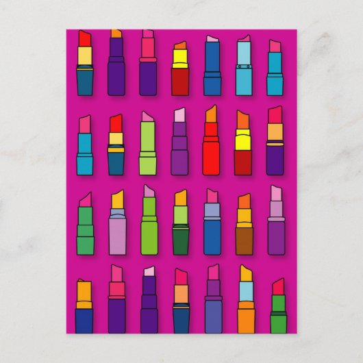 おしゃれでかわいい口紅の柄 ポストカード (正面)