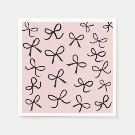 おしゃれでかわいい小さな黒の蝶ネクタイ 白 スタンダードカクテルナプキン