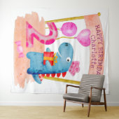 おしゃれでかわいい恐竜の2歳誕生日 タペストリー (インサイチュ(横))