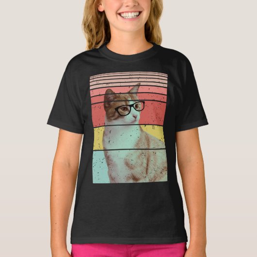 おしゃれでかわいい猫のヴィンテージTシャツ Tシャツ (正面)