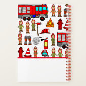 おしゃれでかわいい赤い消防車の消防士学校 ノートブック (裏面)