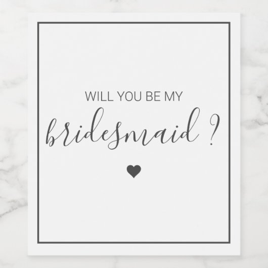 おしゃれでエレガントなあなたに 私のウェディングパーティにいてくれませんか ワインラベル (シングルラベル)