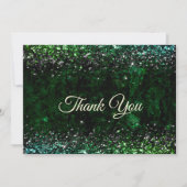 おしゃれでエレガントなグリーンマーブルアートの偽のグリッター サンキューカード (正面)