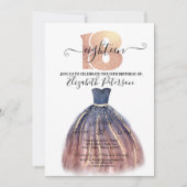 おしゃれでエレガントなドレス 18歳の誕生日パーティー 招待状 (正面)