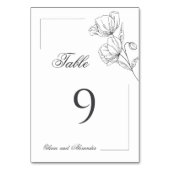 おしゃれでエレガントなポピー花のミニマルデザイン テーブルナンバー (正面)