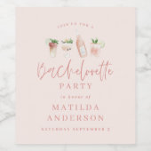 おしゃれでエレガントなモダン ピンクの女の子らしい独身最後の宴 ワインラベル (シングルラベル)