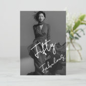 おしゃれでエレガントなモノクロ写真 50歳にして最高に素敵に 招待状 (スタンド正面)