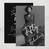 おしゃれでエレガントなモノクロ写真 50歳にして最高に素敵に 招待状 (正面/裏面)