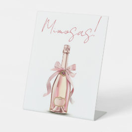 おしゃれでエレガントな結婚式のミモザバーの番号付きの台座看板 台座サイン