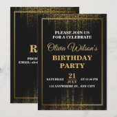 おしゃれでエレガントな誕生日パーティーの招待状 招待状 (正面/裏面)