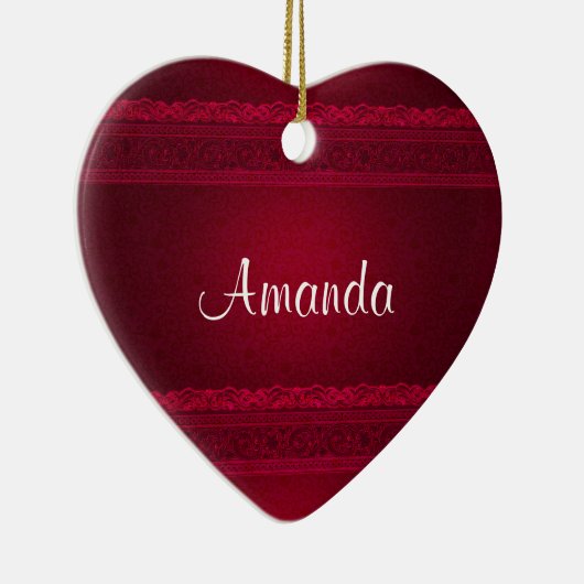 おしゃれでエレガントな赤い背景 スタイリッシュ セラミックオーナメント (右)